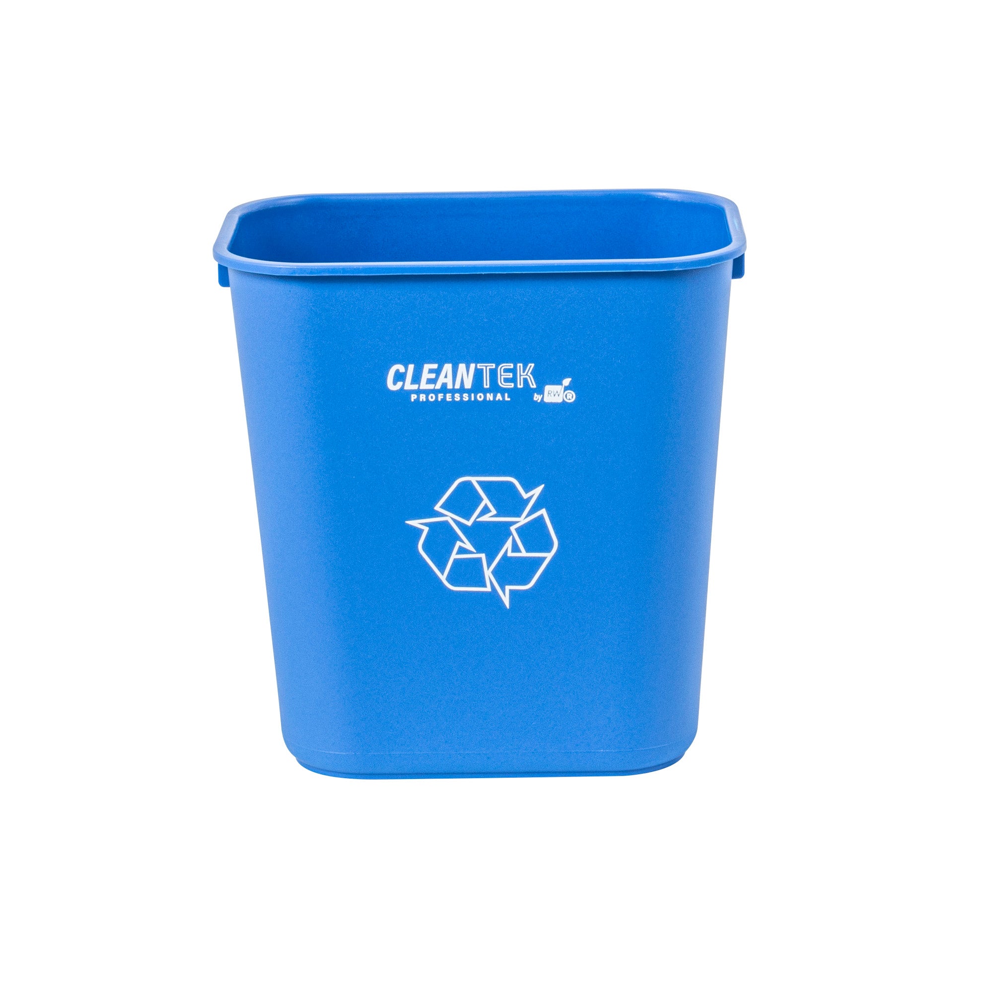 Clean Tek Professional 13 qt / 3 gal Rectangle Blue Recycling Wastebasket / Trash Can - 11 3/4" x 7 3/4" x 12" - 1 count box