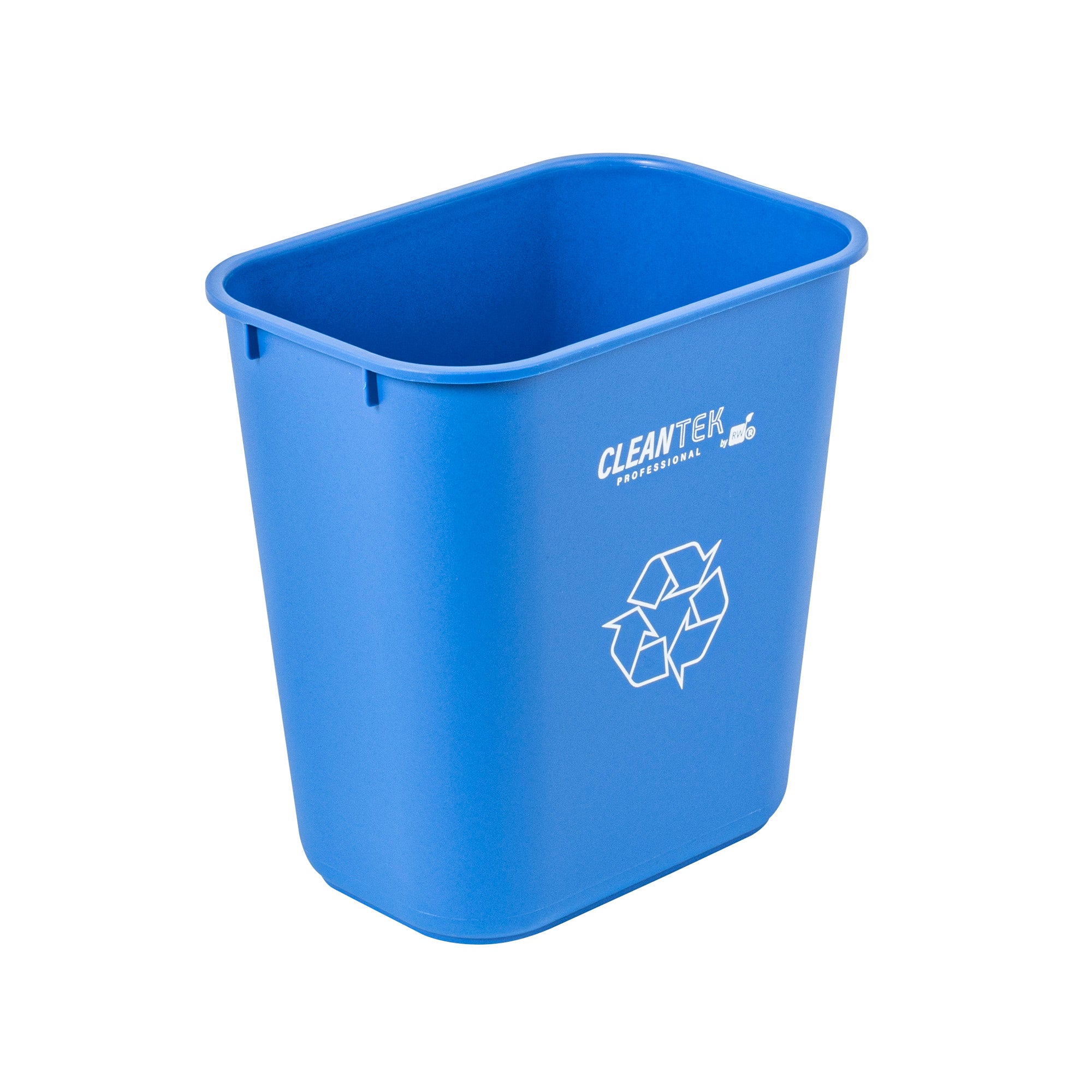 Clean Tek Professional 13 qt / 3 gal Rectangle Blue Recycling Wastebasket / Trash Can - 11 3/4" x 7 3/4" x 12" - 1 count box