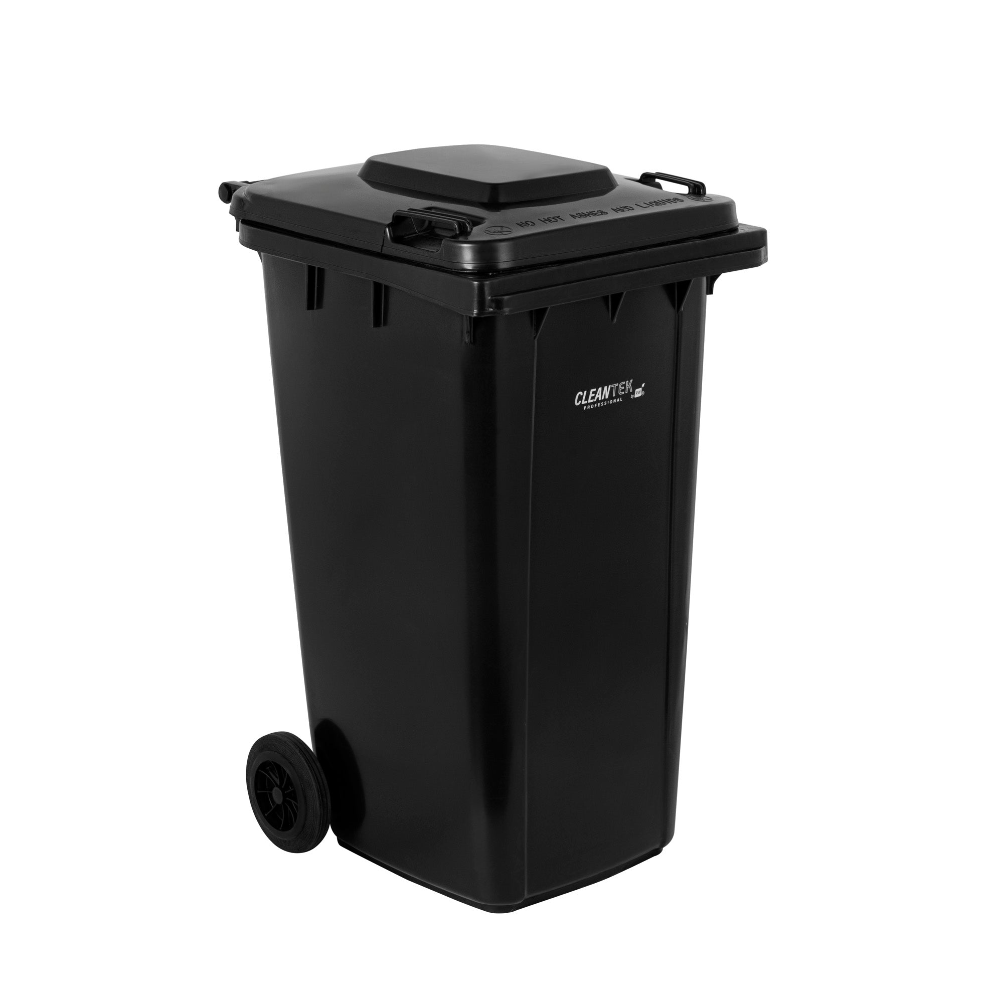 Clean Tek Professional 64 gal Rectangle Black Plastic Wheeled Trash Can - with Lid - 28 1/2" x 23" x 43" - 1 count box