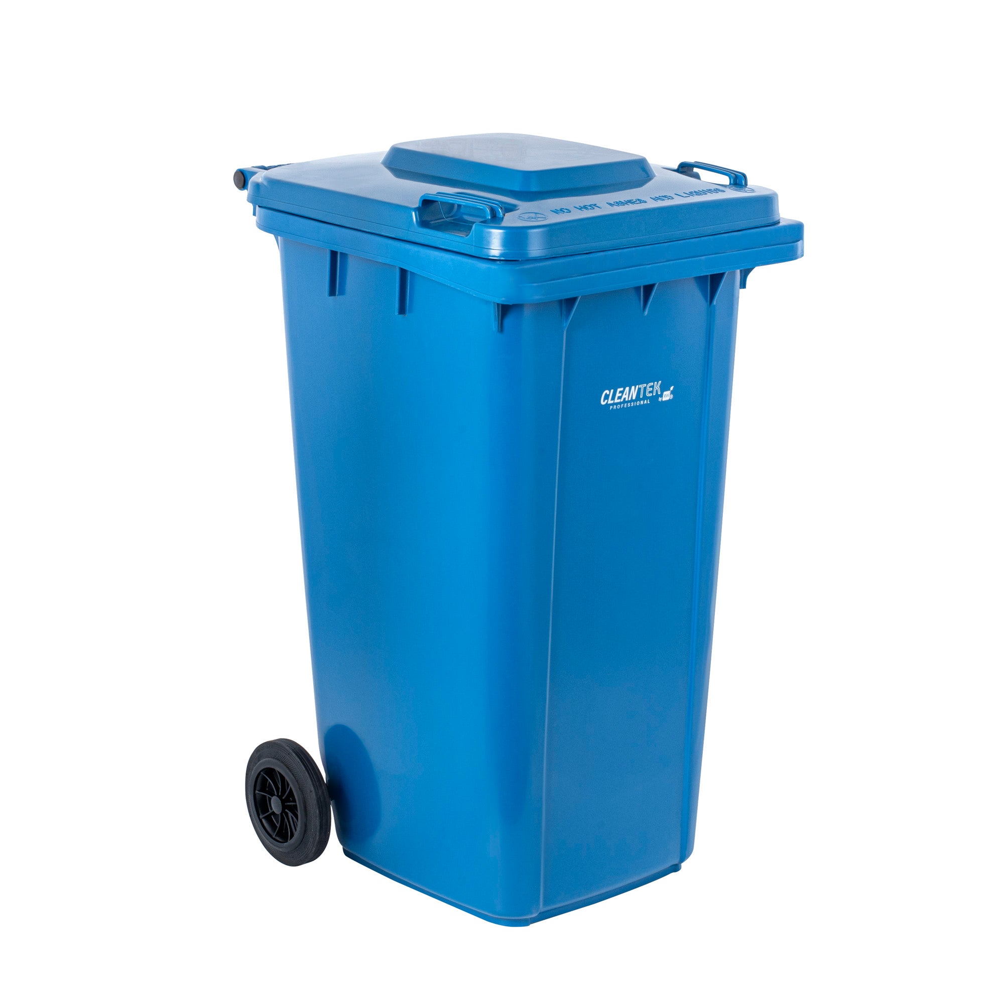 Clean Tek Professional 64 gal Rectangle Blue Plastic Wheeled Trash Can - with Lid - 28 1/2" x 23" x 43" - 1 count box