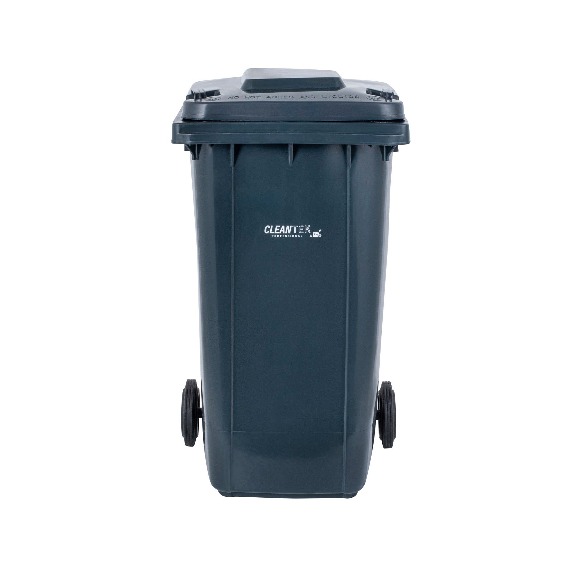 Clean Tek Professional 64 gal Rectangle Gray Plastic Wheeled Trash Can - with Lid - 28 1/2" x 23" x 43" - 1 count box