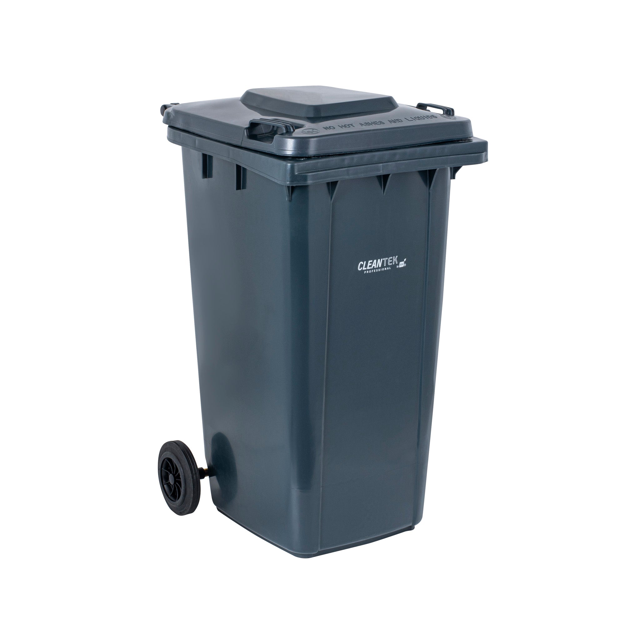 Clean Tek Professional 64 gal Rectangle Gray Plastic Wheeled Trash Can - with Lid - 28 1/2" x 23" x 43" - 1 count box