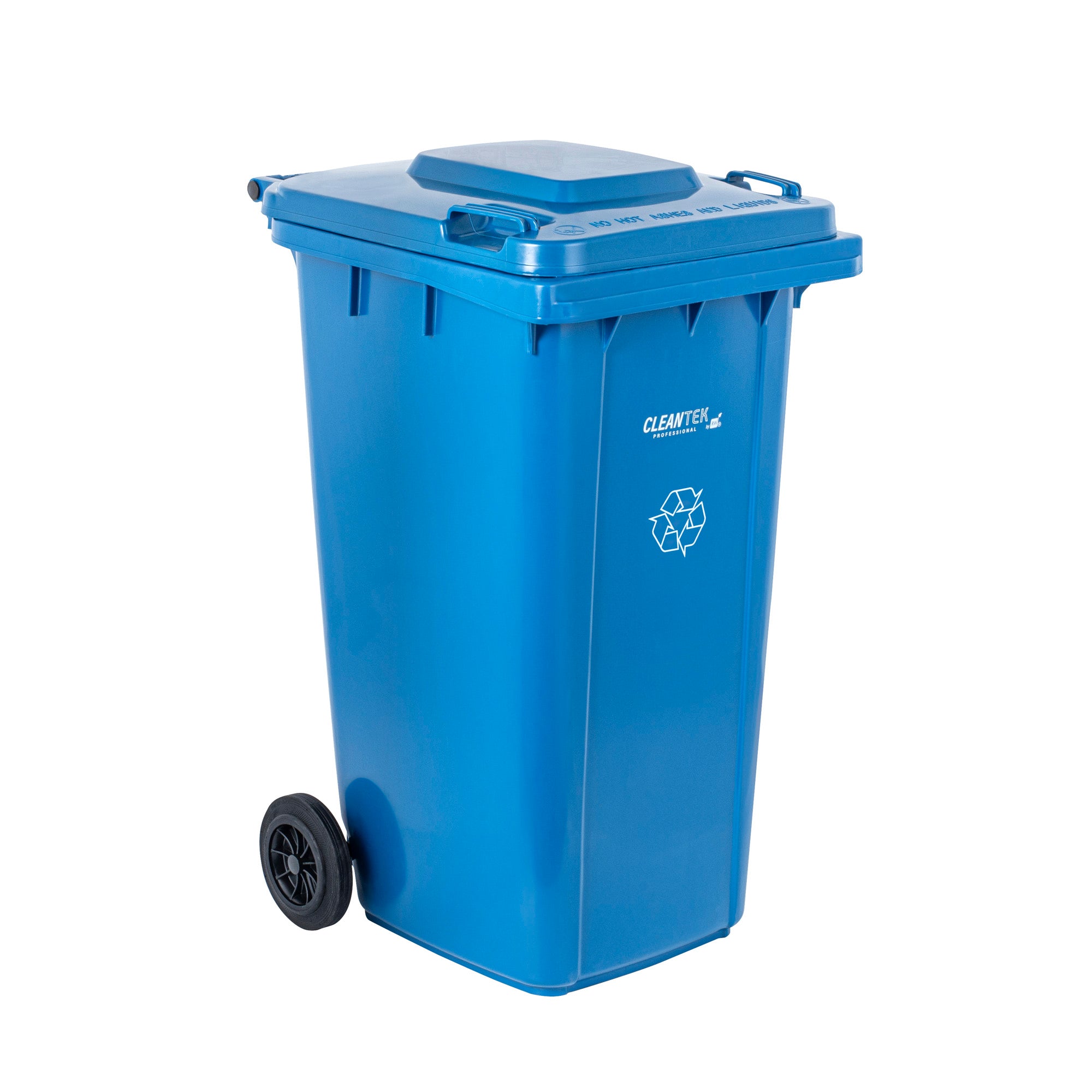 Clean Tek Professional 64 gal Rectangle Blue Plastic Wheeled Recycling Bin - with Lid - 28 1/2" x 23" x 43" - 1 count box