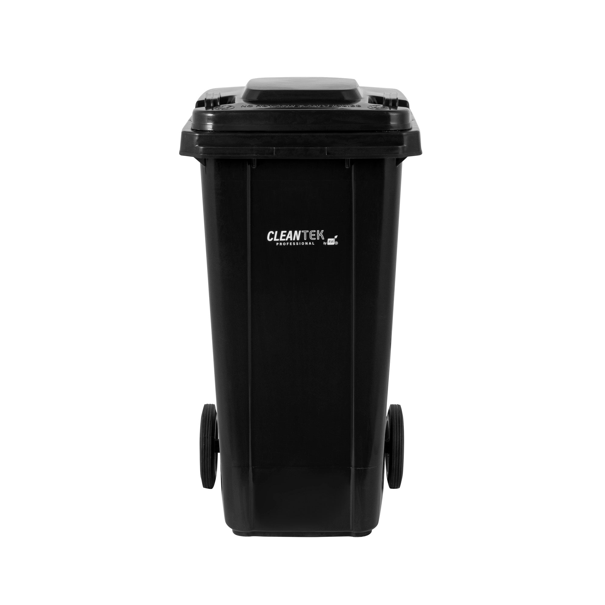 Clean Tek Professional 32 gal Rectangle Black Plastic Wheeled Trash Can - with Lid - 22 1/2" x 19" x 37 1/2" - 1 count box