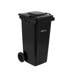 Clean Tek Professional 32 gal Rectangle Black Plastic Wheeled Trash Can - with Lid - 22 1/2