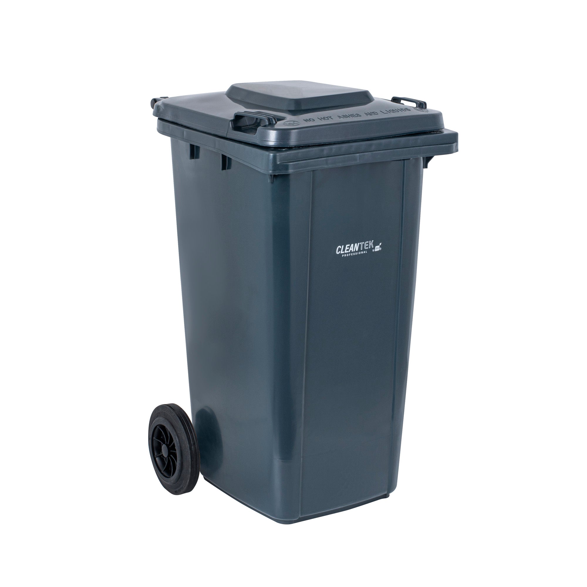 Clean Tek Professional 32 gal Rectangle Gray Plastic Wheeled Trash Can - with Lid - 22 1/2" x 19" x 37 1/2" - 1 count box