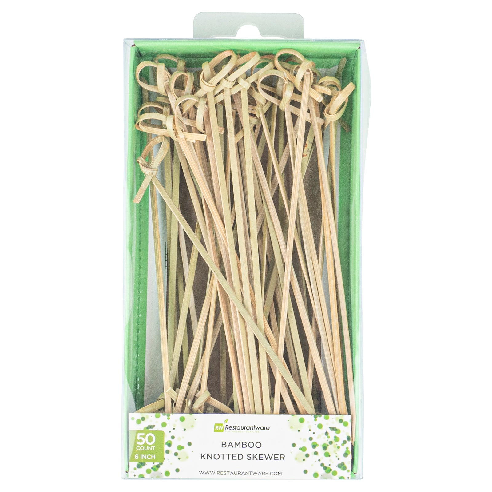 Natural Bamboo Knotted Skewer - Retail Pack - 6" - 50 count x 10 boxes