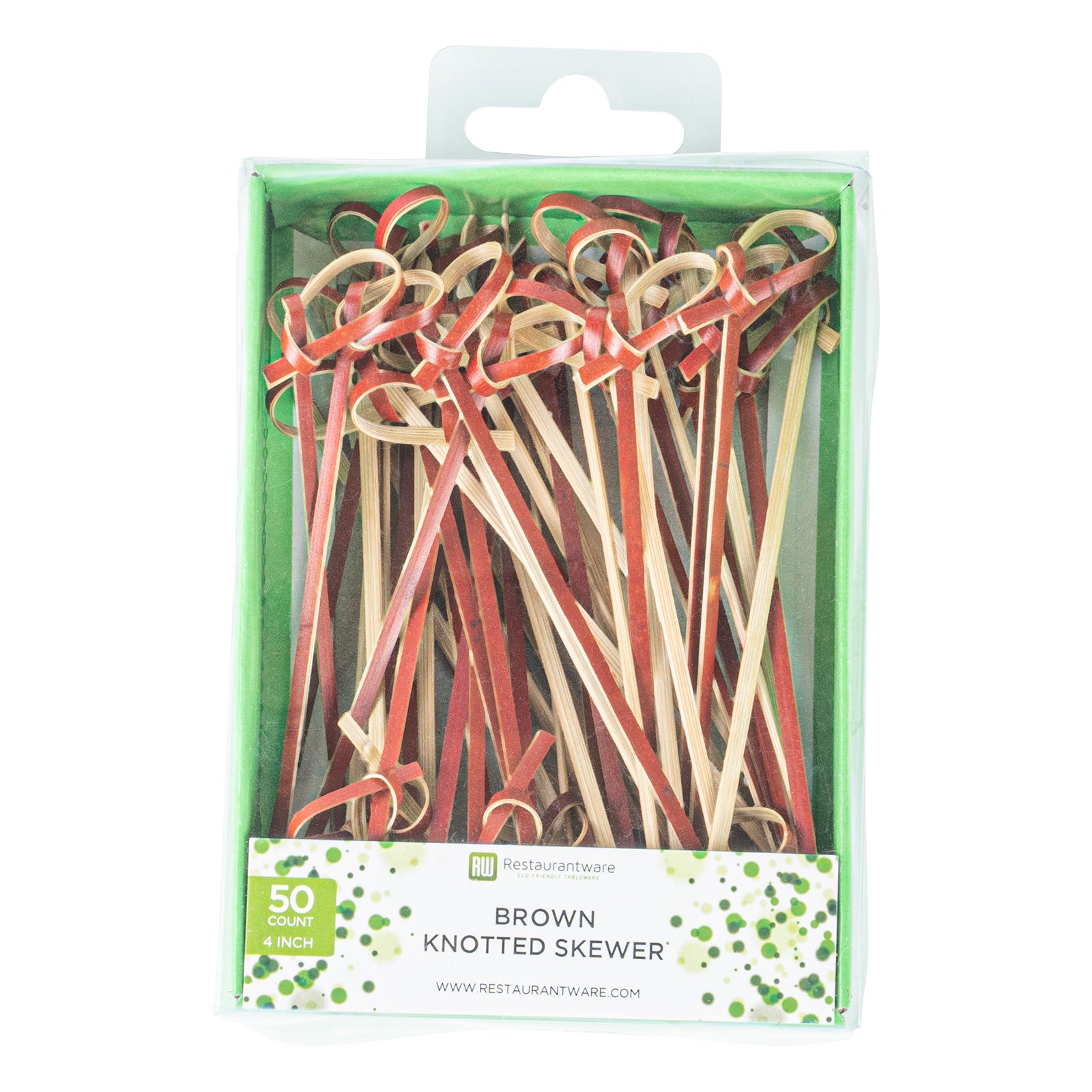 Brown Bamboo Knotted Skewer - Retail Pack - 4" - 50 count x 10 boxes