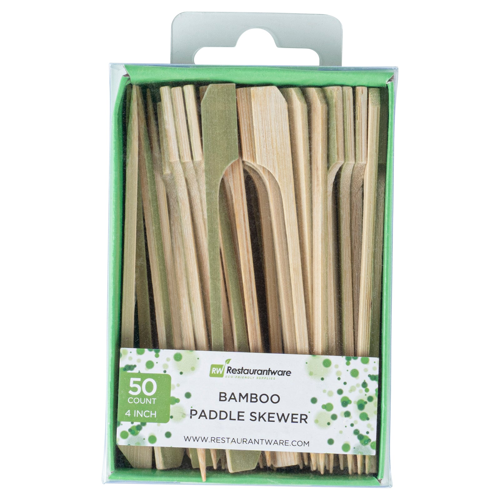 Natural Bamboo Paddle Skewer - Retail Pack - 4" - 50 count x 10 boxes