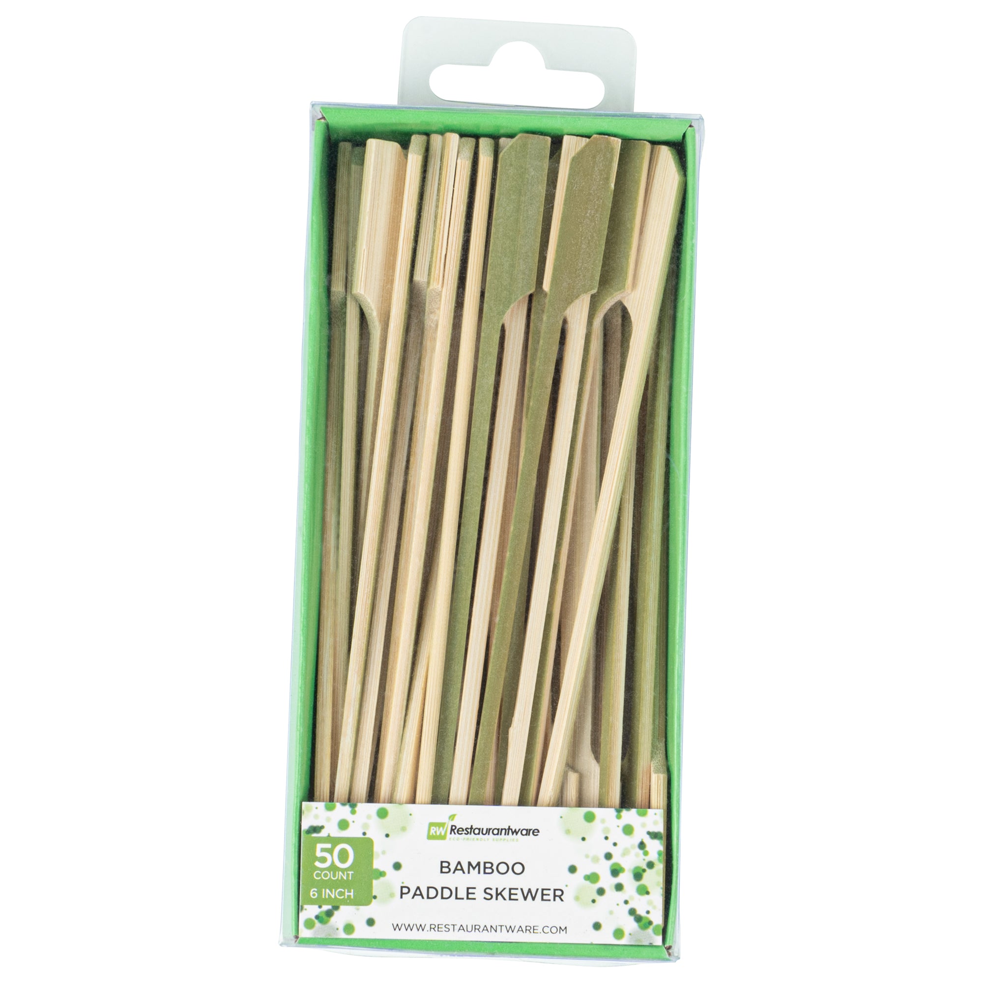 Natural Bamboo Paddle Skewer - Retail Pack - 6" - 50 count x 10 boxes